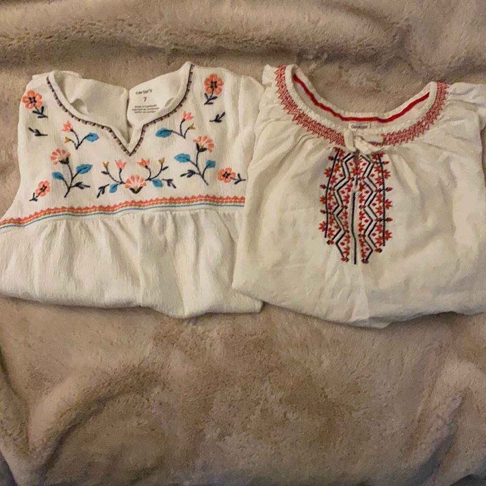 Girls carters/Oshkosh embroidered shirts. Size 7.